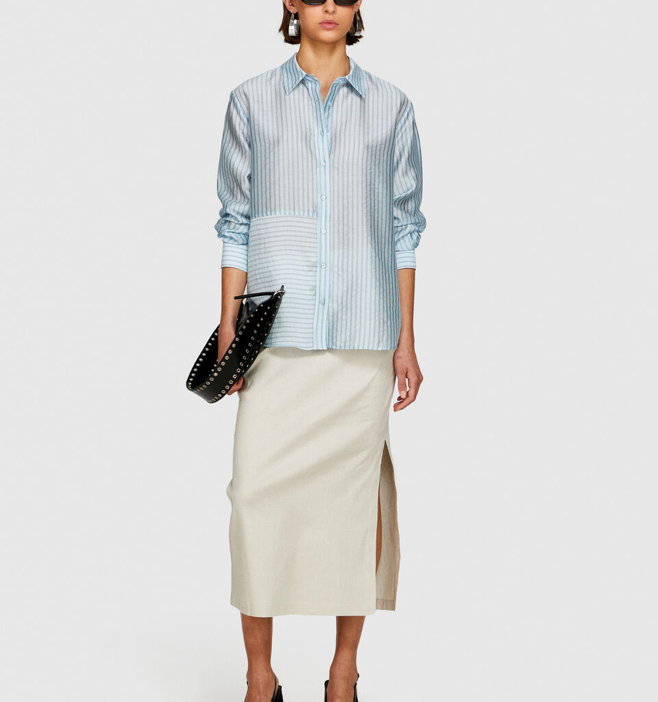 Oversized striped shirt - women's shirts - Light Blue | Sisley image number 1